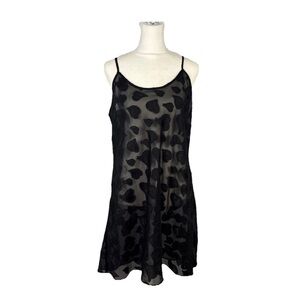 Victoria's Secret Black Sheer Nightie Slip Sexy Sz L Hearts